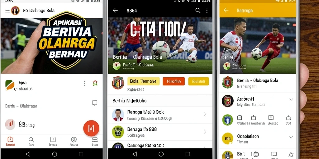 Antarmuka aplikasi 8364 dengan berita olahraga bola terkini.