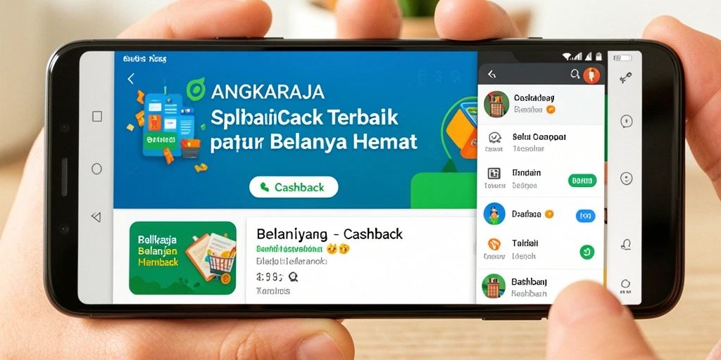 Tampilan antarmuka aplikasi ANGKARAJA dengan fungsi Cashback yang menarik.