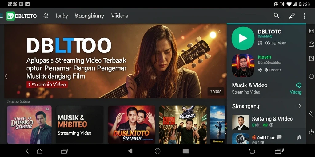 Tampilan antarmuka aplikasi DBLTOTO yang user-friendly untuk Streaming Video.