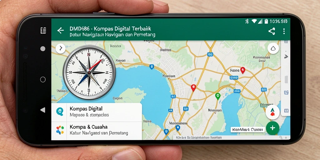 Tampilan antarmuka DMD686 dengan fitur kompas digital yang interaktif.