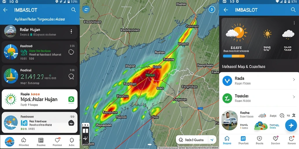 Antarmuka aplikasi IMBASLOT menampilkan peta radar hujan yang jelas.