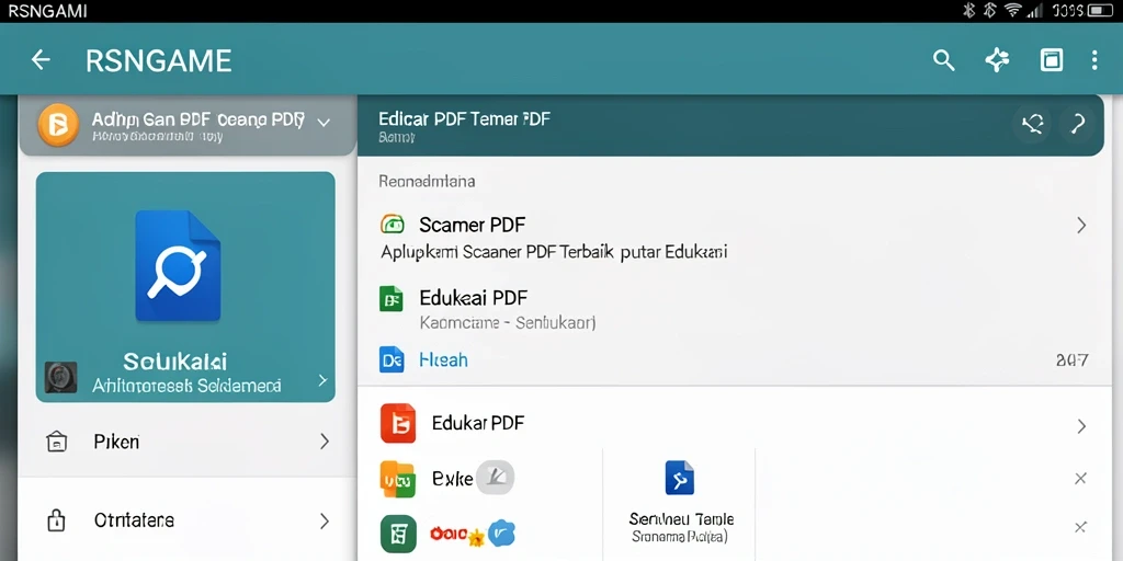 Tampilan antarmuka RSNGAME menampilkan fitur pemindaian PDF yang intuitif dan efisien.